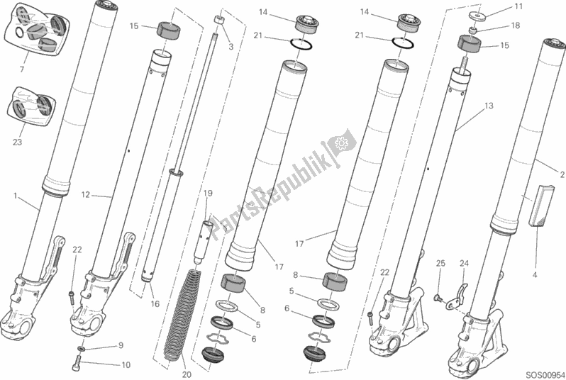 All parts for the Front Fork of the Ducati Scrambler Icon Thailand 803 2020